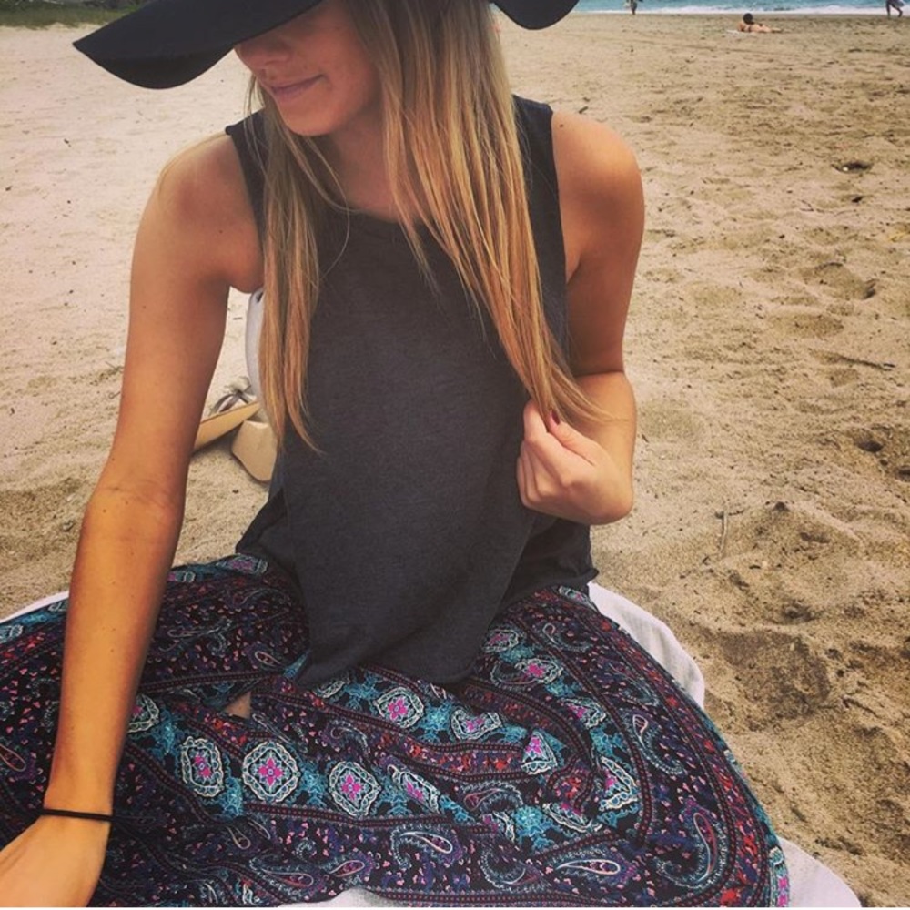 a'gaci Teal & Purple Paisley Wide Leg Pants